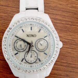 XOXO White Watch with Crystal Accents